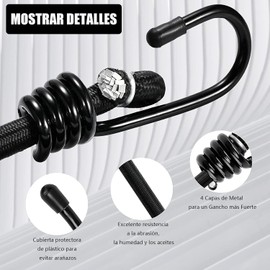 Cuerdas Elásticas, 2 Piezas Cuerda Elástica con Ganchos, Cuerda Elástica para Equipaje, para Camping, Bicicleta, Coches, Caravanas, Vagón Plegable, Maletero, 120 cm (Negro)