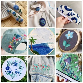 Beadthoven 21 Skeins 184 Yards Embroidery Floss Gradient Color Cross Stitch Threads Friendship Bracelet String 1mm Polyester Embroidery Threads for Hand Sewing Clothes Knitting DIY Crafts Blue