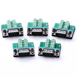 Arnorin DB9 Breakout Board DB9 RS232 Serial Male to Terminal Block 10P Adapter 5 Pack