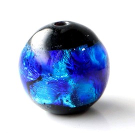 Gold Stone Glowing Firefly Glass, Blue, 0.5 inches (12 mm), Grit Sale, Dragonfly Stone, Blue, Okinawa, TypeA, Sold 5 Tablets