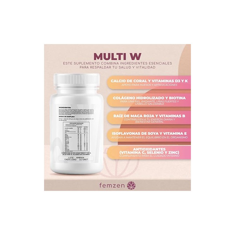Multi Cápsulas Formula Balance Diario Ingredientes Esenciales Vitaminas Minerales Mujeres