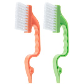 Slick- Window Track Cleaning Brush, 2 Pack, Orange/Green Ergonomic Handle, Built-in Scraper, Multipurpose, Window Track Cleaning Tools