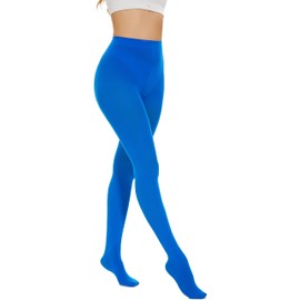 Hiltzo Women's Tights 80D Semi Opaque Soft Solid Color Footed Pantyhose Royal Blue-X-Small