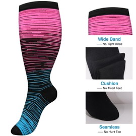 3 Pairs Plus Size Compression Socks for Women and Men Wide Calf 20-30mmhg Extra Large Knee High Support for Circulation