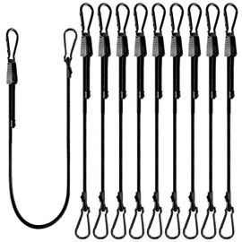 QTLCOHD 10 Pcs 48 Inch Adjustable Bungee Cords with Carabiner Hooks, Heavy Duty Outdoor Black Bungee Straps with UV-Resistance & Strong Elasticity for Cargo, Bike Rack, Luggage, Carts, Truck, etc