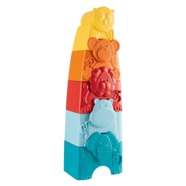 Chicco Eco+ Animal Tower, Stackable Tower and Stacking Moulds, 5 Coloured Stackable Shapes, Recycled Plastic, Develops Logical and Manual Skills, Made in Italy, Educational Games, 9-36 Months
