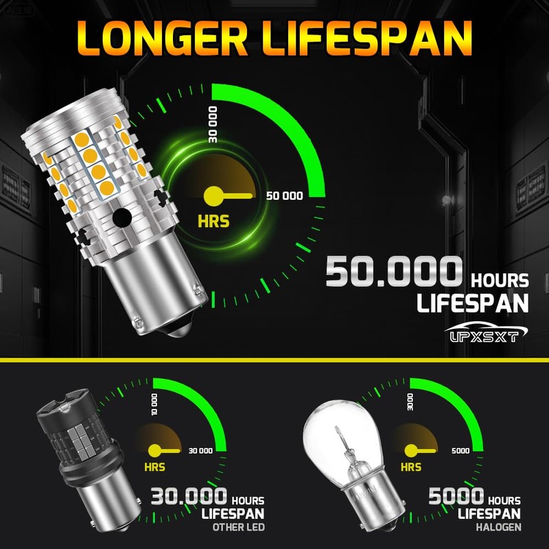 UPXSXT 2Pcs 1156 LED Bulb Amber, 7507 BAU15S Py21w Led