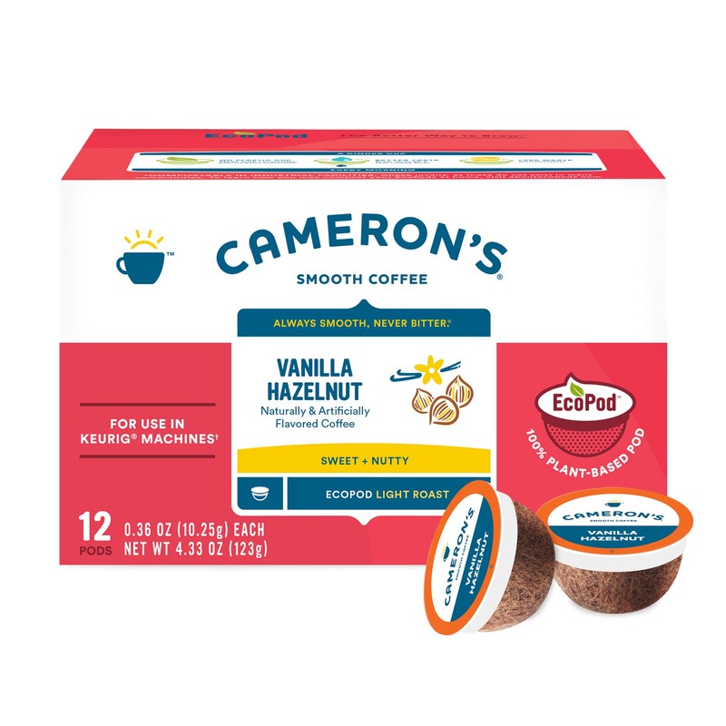 Cameron's Coffee Single Serve Pods, Flavored, Vanilla Hazelnut, 12 Count