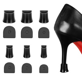 SooGree 6Pairs Stiletto Heel Cap Protectors, 6Sizes Heel Stoppers Heels Repair Caps, Anti-Noise Heel Covers for High Heel Shoes,Gravel,Wetlands,Outdoor (Black, 6 Sizes(XXS, XX, XS, S, M, L))