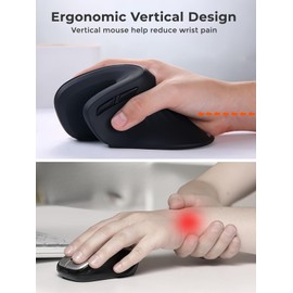 DAREU Ergonomic Vertical Wireless Mouse, 2.4GHz / BT Optical Vertical Mice with Ergo Design for Comfort and Reduced Wrist Strain, Silent Mouse with 6 Buttons, Computer Mice for Laptop, Desktop, PC