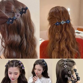 24 PCS Sparkling Crystal Stone Braided Hair Clips for Women Seamless Hair Ties Short Hair Clips Duckbill Clip Braided Hair Clip for Ladies and Girls Crystal Stone (12PCS+12PCS)