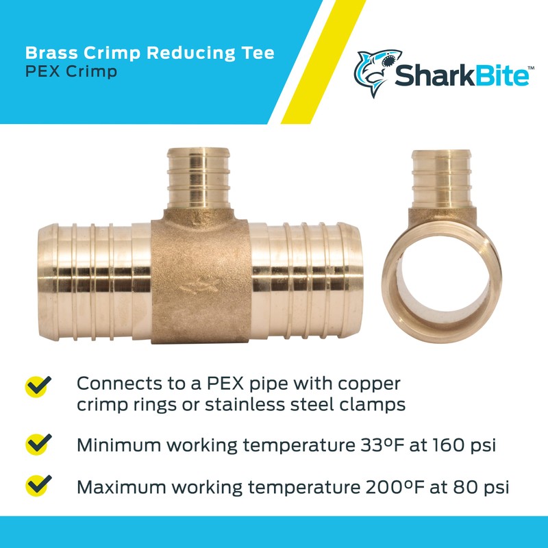 SharkBite 1-1/2 x 1-1/2 x 3/4 Inch Brass Crimp Reducing