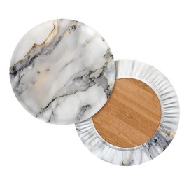 Wanzuoeng Marble Printed Stool Covers Round for Dining Chairs Decor Stretch Soft Round Bar Stool Covers with Elastic Band Round Barstool Covers, 13"-15", 2 Pack