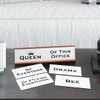 Queen Word Play Nameplate, Rose Gold Desk Sign, Novelty Gift