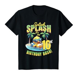 Kids Splish Splash 10th Birthday Bash Duck Beach Pool Party Kids T-Shirt