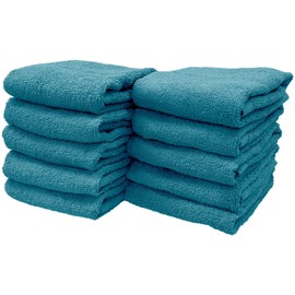 8 Year Towel, Hand Towel, 13.4 x 13.8 inches (34 x 35 cm), 100% Cotton, Thin, Quick Drying, Highly Absorbent, Durable, No Bulk, Smoky Aqua, Set of 10