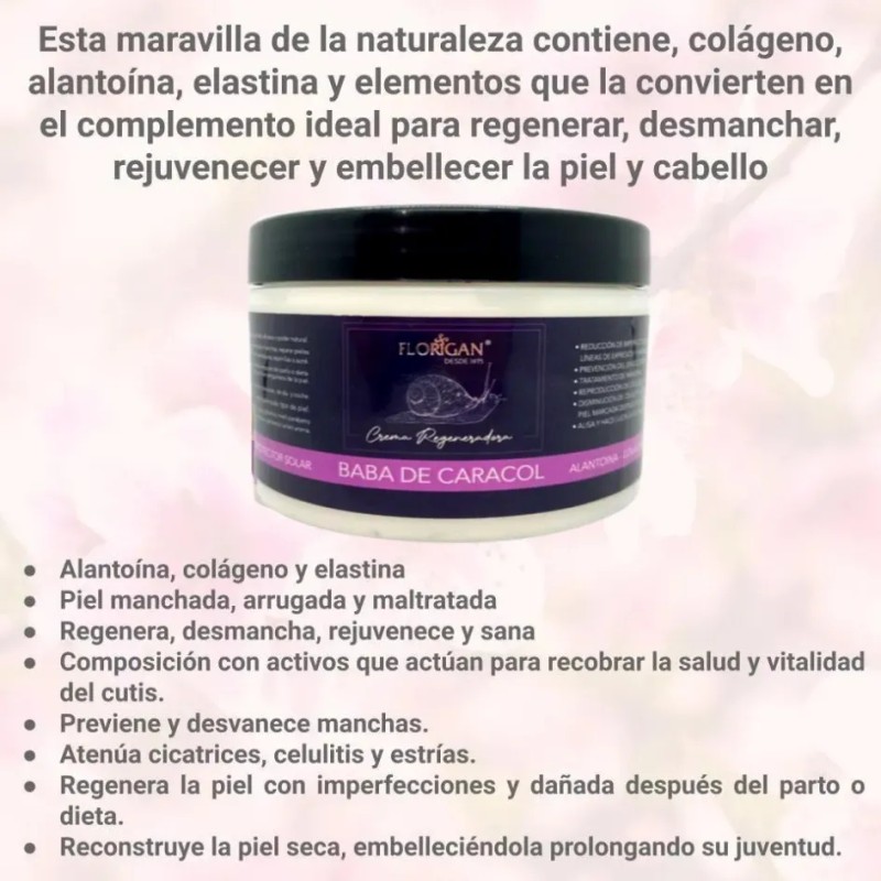 Crema Regeneradora Baba De Caracol Con Cólageno Florigan Normal