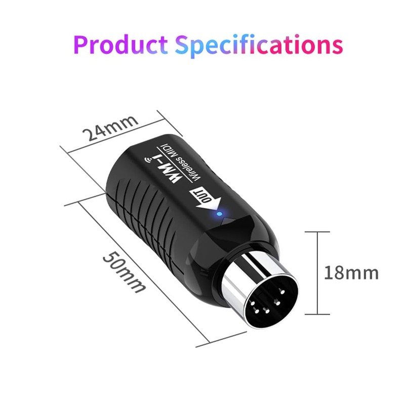 summina Wireless MIDI Adapter Rechargeable Audio Transmitter Receiver 2.4GHz Ultra-Low
