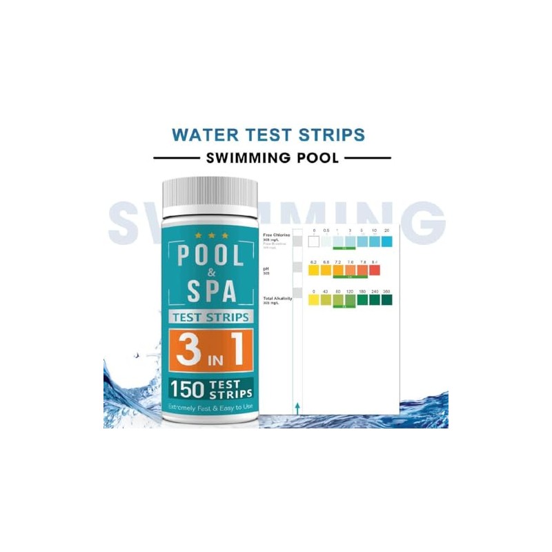 Pool and Hot Tub Test Strips 3IN1, Pack of 150,
