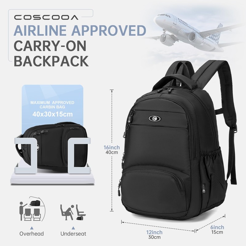 COSCOOA 40x30x15cm Personal Item Travel Bag,16x12x6inch Small Carry On Backpack