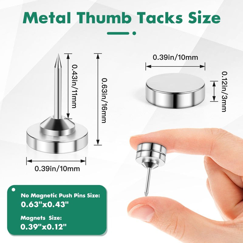20 Sets Magnetic Push Pins, Silver Magnetic Tacks, Thumbtacks for