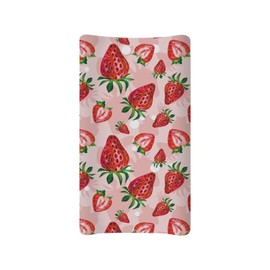 Wideasale Cute Red Strawberry Print Diaper Changing Pad Covers Sofy Cozy Breathable Change Table Sheets Kawaii Fruits Theme for Baby Boys and Girls Fit 32"X16"Contoured Pad