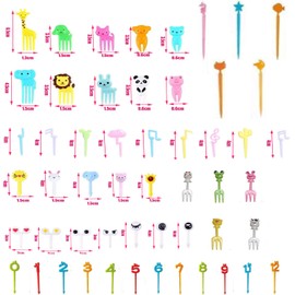 Pack of 55 Fruit Forks Children's Bento Box Accessories Skewers Animals Food Picks Plastic Forks Mini Dessert Forks for Cakes Desserts Fruit (Random Colour) (Pack of 112)
