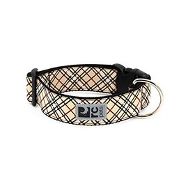 RC Pets 1-1/2 Inch Wide Adjustable Dog Clip Collar, Large, Tan Tartan