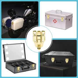 Antique Toggle Catch Latch Clasp, Retro Style Metal Box Buckle for Tool Boxes Jewelry Antique Duckbilled Hasp Latch Catch with Padlock Hole for Wooden Box Crafts(Gold)