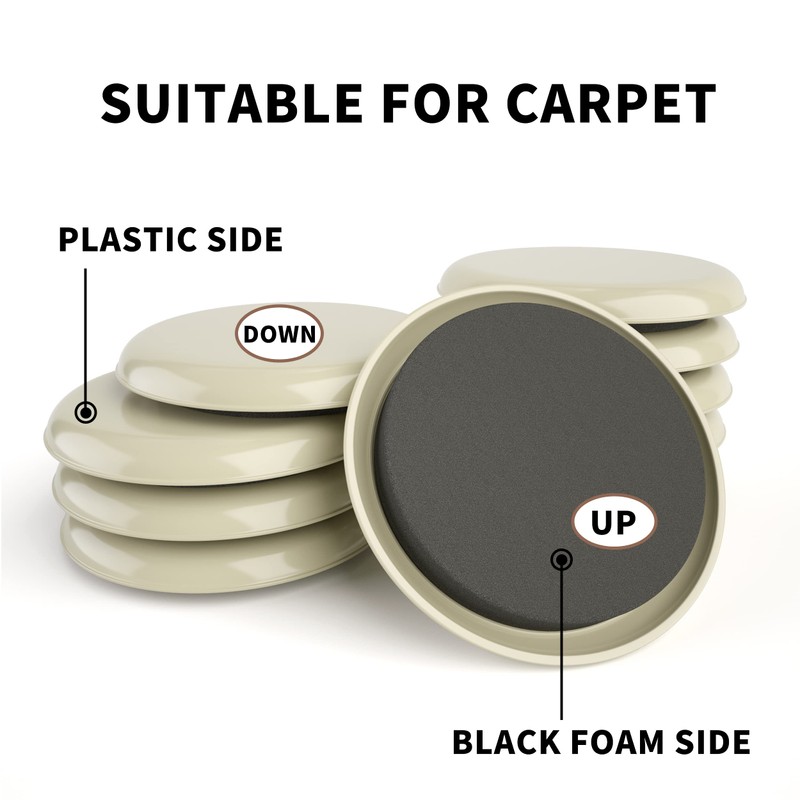 Yelanon Furniture Sliders (2.5” Beige) - 20-Pack Floor Protectors &