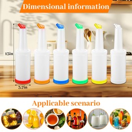 6 Pcs Plastic Colorful Juice Pour Bottle Containers, 34 oz Juice Dispensers for Bar Party Home Kitchen Supplies