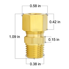 ChillWaves Brass Compression Tube Fitting, 1/4" OD x 1/8" NPT Male Compression Union Connector(10-PACK)