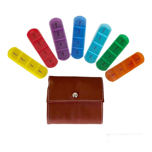 Lunari Pill Case, 1 Week's Work, PU Leather Case, Portable,