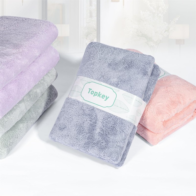 Topkey bath towel Set of 2 (Pink/Light Green)