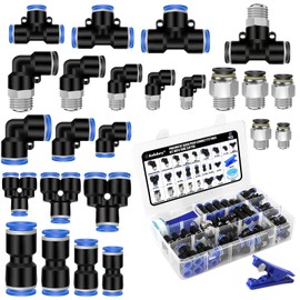 Kalolary 60PCS Quick Connect Air Hose Fittings Kit, 1/4" 3/8" 1/2" 1/8" Push to Connect Air Fittings for Nylon PU Tube DOT Air Line Fitting with NPT Threads for Pneumatic Tools Workshop Car Air System