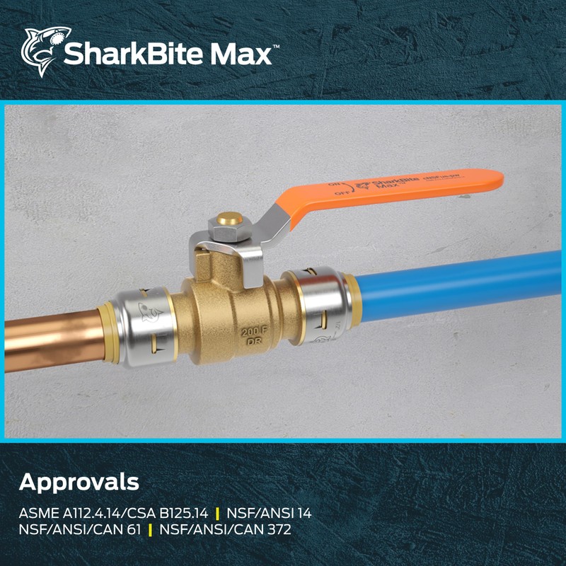 SharkBite Max 1 x 3/4 Inch Ball Valve, Push to