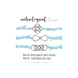 Unbiological Sister Card Infinity Wish Bracelets Set of 3 (Blue) Miss Fit Boutique