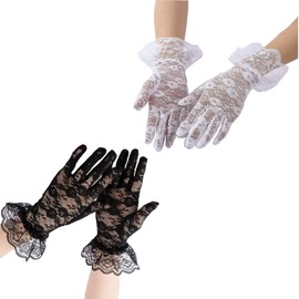 Fourfivesix Haru Lace Gloves, Dress Gloves, Women's Short, UV Protection Gloves, Anti-Slip, UV Protection, Sunscreen, For Weddings, Outdoors, Driving, Spring, Summer, Wedding, Coming-of-Age Ceremony,
