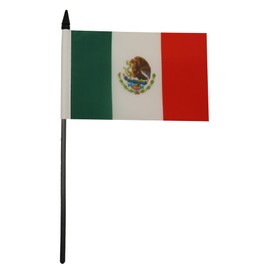 Mexico Table Flag 4'' x 6'' - Mexican Desk Flag 15 x 10 cm - Black plastic stick and base - Drapeau Mexique AZ FLAG