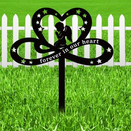 Riletese Grave Decorations for Cemetery - Angel Metal Grave Markers for Cemetery for Humans Forever in Our Hearts Memorial Stakes Remembrance Sympathy for Outdoors Garden Yard Plaque Funeral Gift