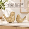 2 Pack Wood Grain Ceramic Bird Figurines, Small Bird Statues