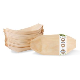 BIOZOYG Pack of 100 Buffet Accessories Snack Bowls Wood 24.5 cm - Alternative for Bamboo Plates Disposable Natural - Disposable Tableware Modern - Catering Accessories Wooden Bowls
