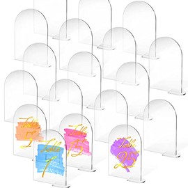 25 Sets Señales de Acrílico de Arco Transparentes con Soporte Hoja de Acrílico con Parte Superior Redonda Arqueada en Blanco Números de Mesa de Arco de Acrílico de Bricolaje para Boda (4 x 6 Pulgadas)
