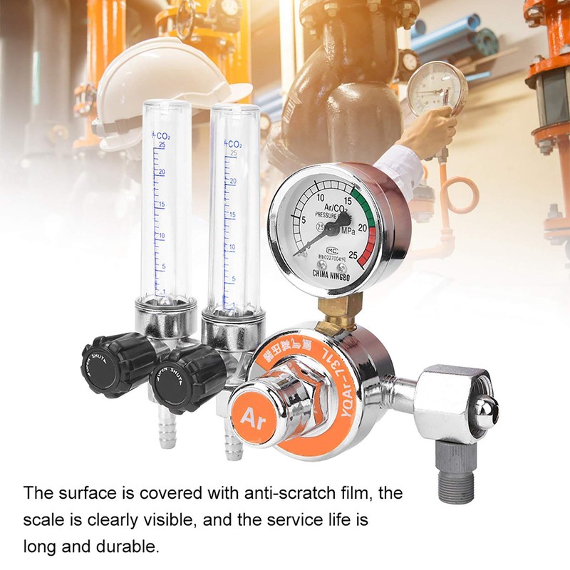 Dual Tube Argon Pressure Regulator Reducer Female Thread G5/8 Inch