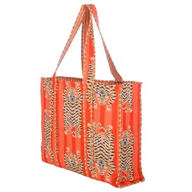 AFFERTO 100% Cotton Shoulder Bag Tote Bag Women Reversible Bags for Shopping Bag Reusable Grocery Bags Stylish Travel Bag, Design 14, One Size, Tote Bag