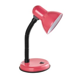 Classic Desk Lamp with a Versatile Flexible Neck, and Integral On/Off Switch, Mains UK Plug, Height 31cm, Ideal for Offices, Desks, and Bedside Lamps – [Energy Class A] (Pink)