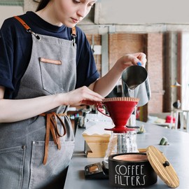 Coffee Filter Holder, Wooden Coffee Filter Storage Container Coffee Filter Dispenser with Lid, Rustic Coffee Bar Accessories Organizer for Coffee Bar Decor, Farmhouse Coffee Filter Basket for Counter