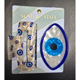 Sunday State Unique High Quality Sunday State Turkish/Greek Evil Eye hair clip *2 piece *NWT