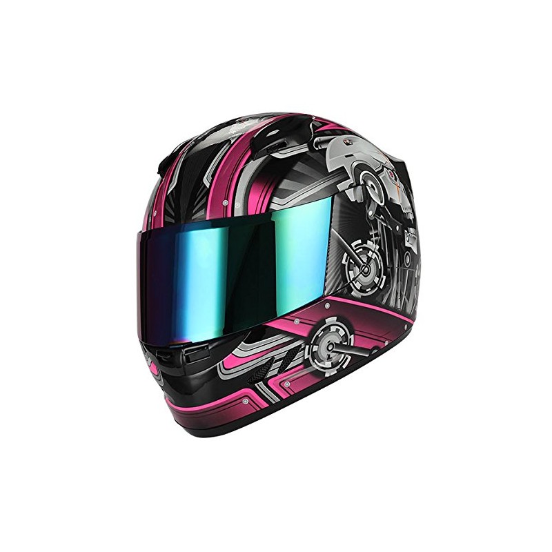 1Storm Motorcycle Bike Full FACE Helmet Mechanic Skull - Tinted