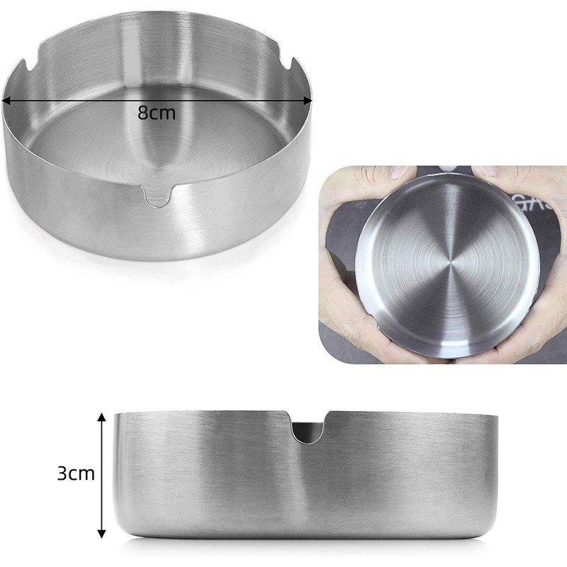 Qualsen 5 Pcs Stainless Steel Ashtray, Ashtrays for Outside or